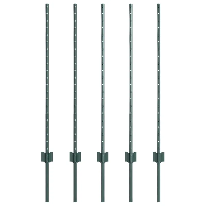 Įmontuotas tvoros stulpas 5 pcs Žalia 140 cm