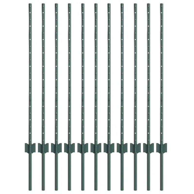 Įmontuotas tvoros stulpas 11 pcs Žalia 140 cm