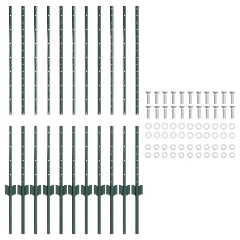 Įmontuotas tvoros stulpas 11 pcs Žalia 140 cm