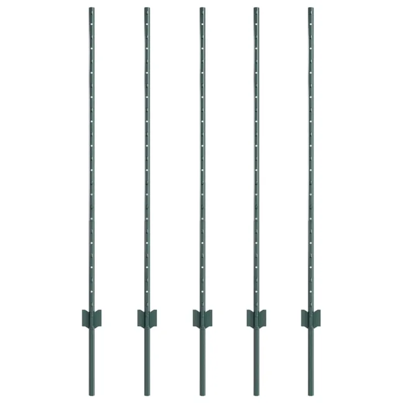 Įmontuotas tvoros stulpas 5 pcs Žalia 160 cm