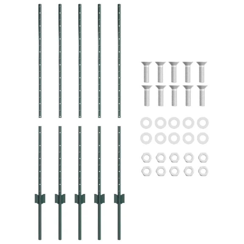 Įmontuotas tvoros stulpas 5 pcs Žalia 160 cm