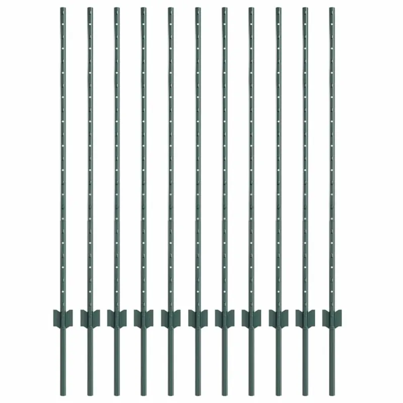 Įmontuotas tvoros stulpas 11 pcs Žalia 160 cm