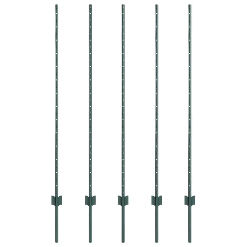 Įmontuotas tvoros stulpas 5 pcs Žalia 180 cm