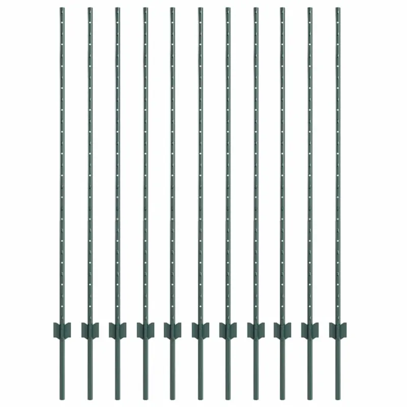 Įmontuotas tvoros stulpas 11 pcs Žalia 180 cm