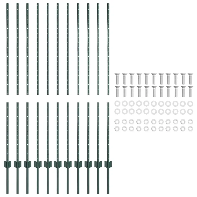 Įmontuotas tvoros stulpas 11 pcs Žalia 180 cm