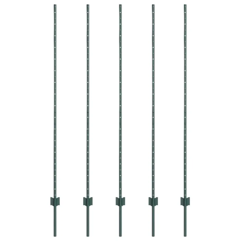 Įmontuotas tvoros stulpas 5 pcs Žalia 200 cm