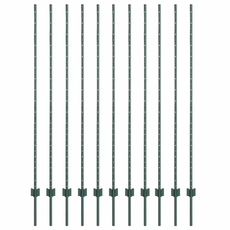 Įmontuotas tvoros stulpas 11 pcs Žalia 200 cm