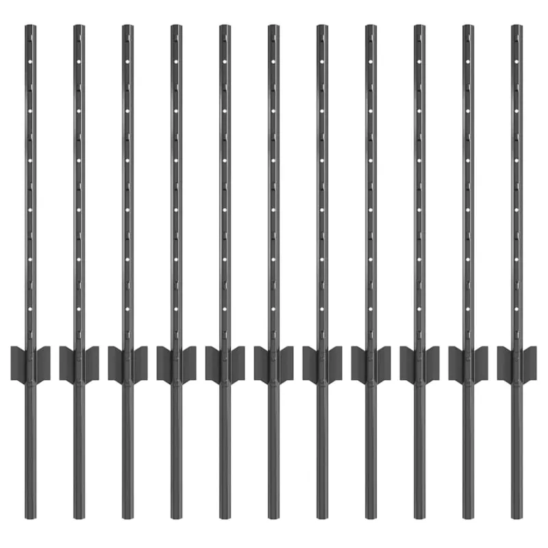 Įmontuotas tvoros stulpas 11 pcs Pilka 100 cm