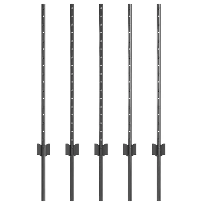 Įmontuotas tvoros stulpas 5 pcs Pilka 120 cm