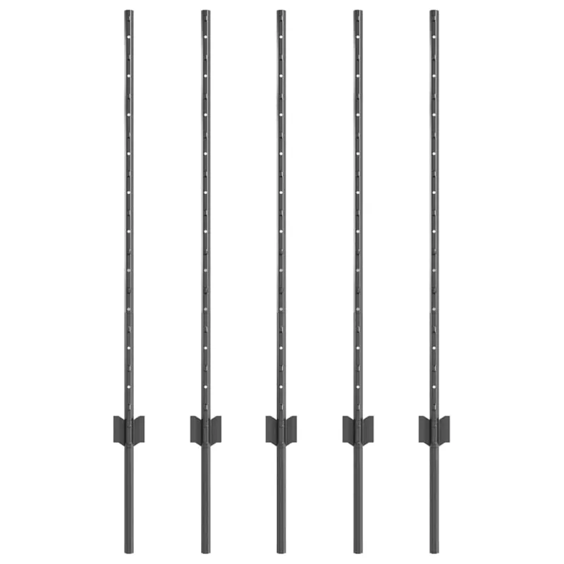 Įmontuotas tvoros stulpas 5 pcs Pilka 140 cm