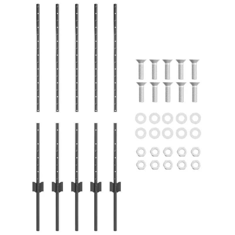 Įmontuotas tvoros stulpas 5 pcs Pilka 140 cm