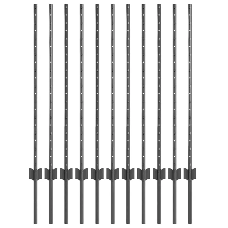 Įmontuotas tvoros stulpas 11 pcs Pilka 140 cm