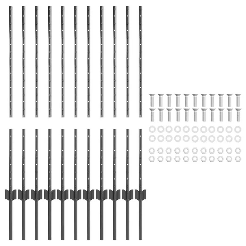 Įmontuotas tvoros stulpas 11 pcs Pilka 140 cm
