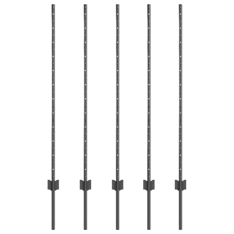 Įmontuotas tvoros stulpas 5 pcs Pilka 160 cm