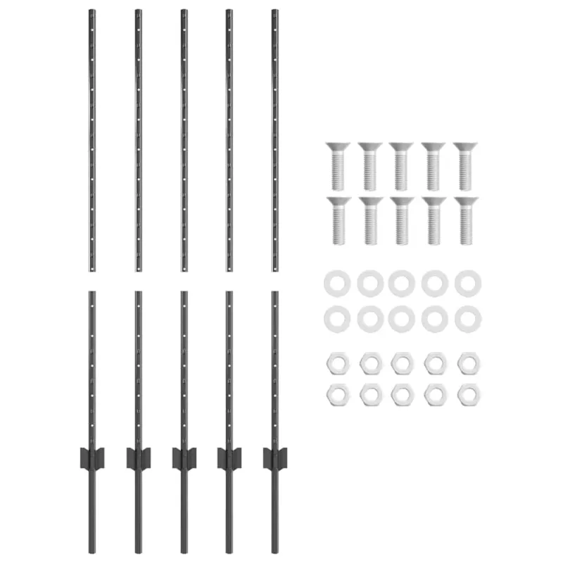 Įmontuotas tvoros stulpas 5 pcs Pilka 160 cm
