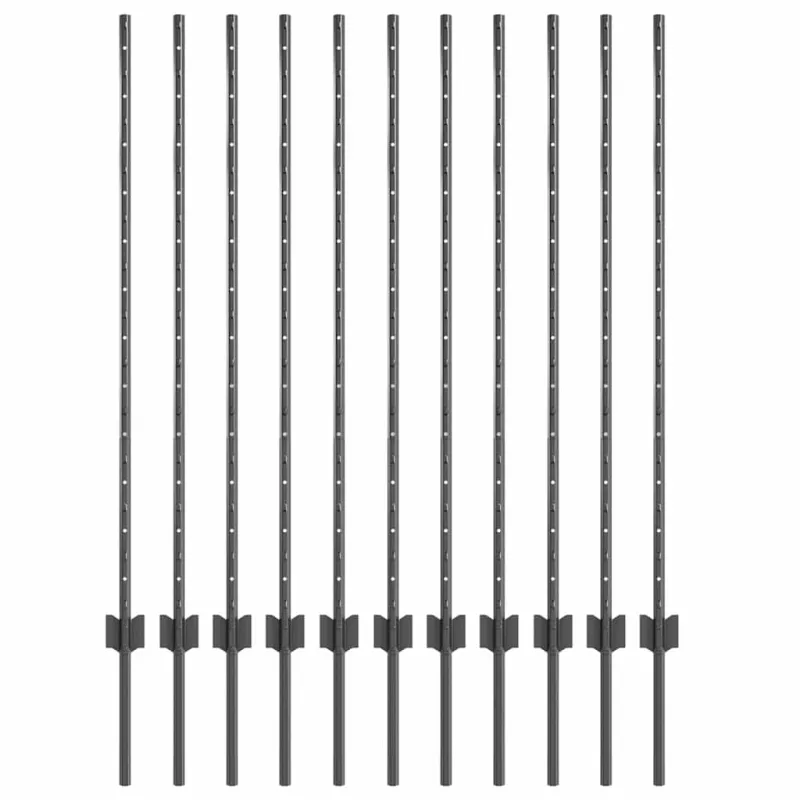 Įmontuotas tvoros stulpas 11 pcs Pilka 160 cm