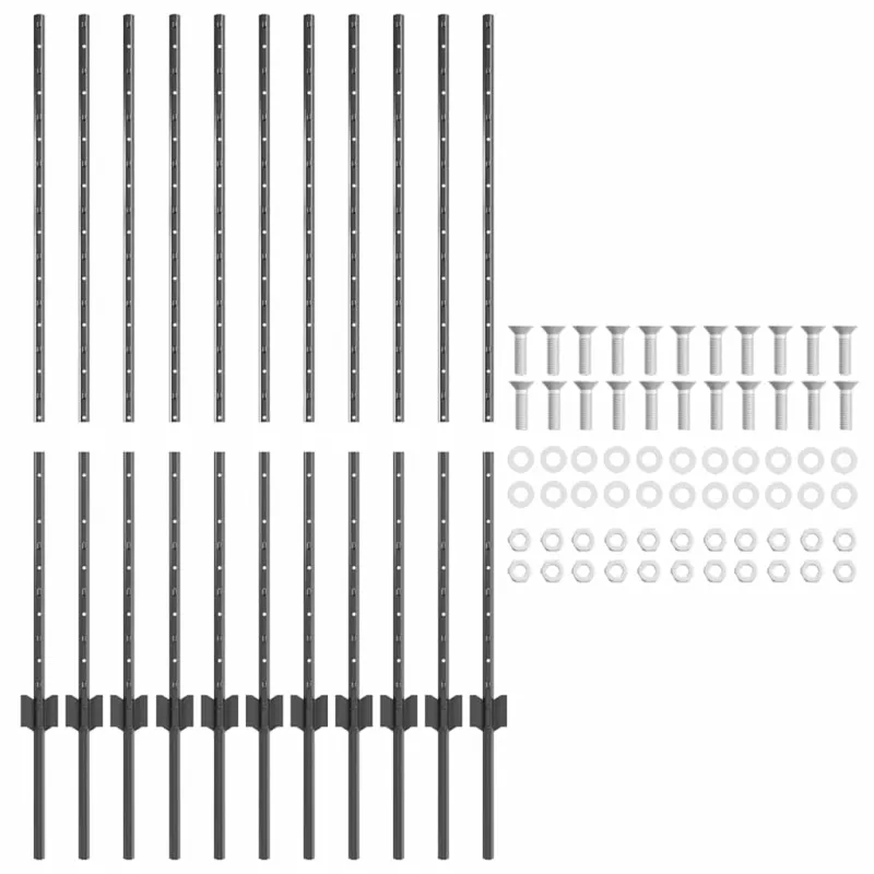 Įmontuotas tvoros stulpas 11 pcs Pilka 160 cm