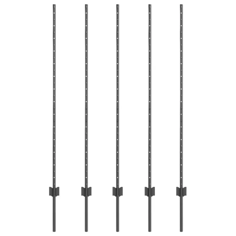 Įmontuotas tvoros stulpas 5 pcs Pilka 180 cm