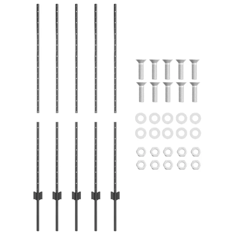 Įmontuotas tvoros stulpas 5 pcs Pilka 180 cm