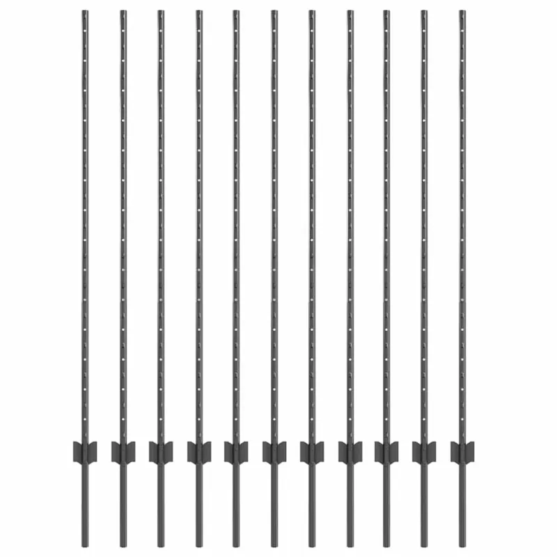 Įmontuotas tvoros stulpas 11 pcs Pilka 180 cm