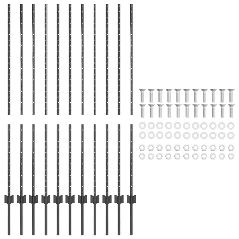 Įmontuotas tvoros stulpas 11 pcs Pilka 180 cm