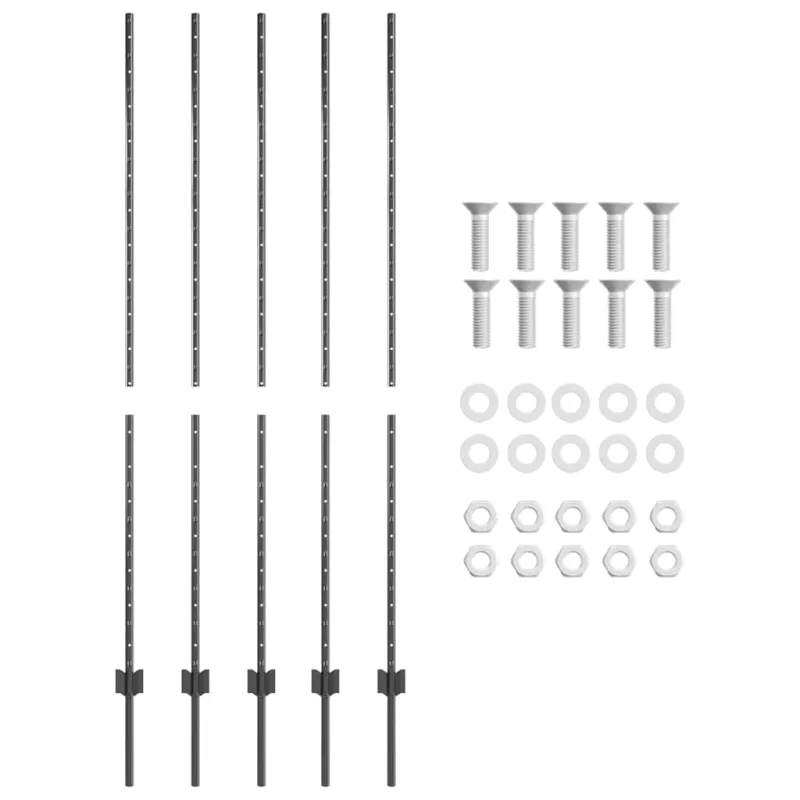Įmontuotas tvoros stulpas 5 pcs Pilka 200 cm