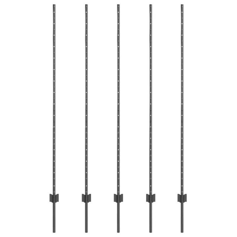 Įmontuotas tvoros stulpas 5 pcs Pilka 200 cm