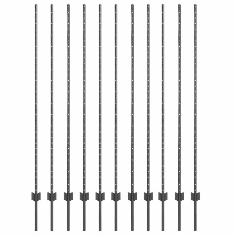 Įmontuotas tvoros stulpas 11 pcs Pilka 200 cm