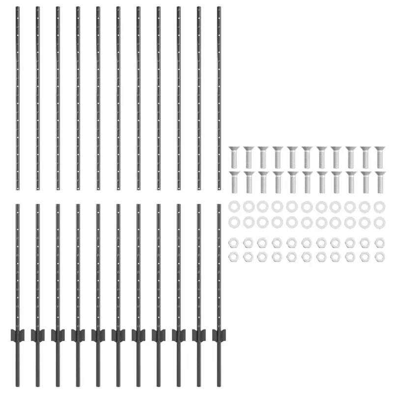 Įmontuotas tvoros stulpas 11 pcs Pilka 200 cm