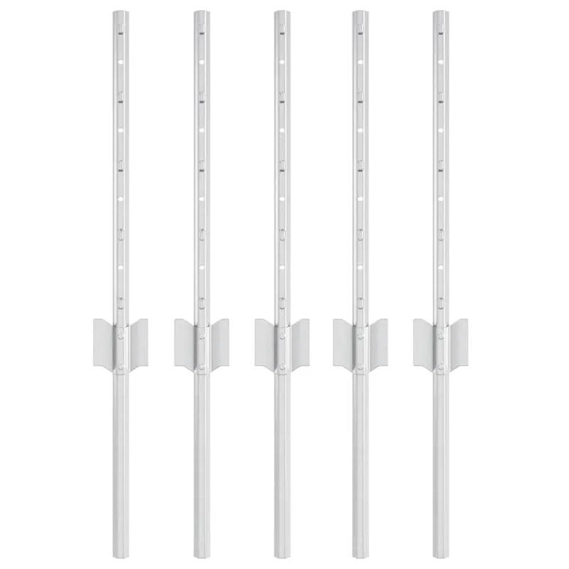 Įmontuotas tvoros stulpas 5 pcs Sidabrinė 80 cm