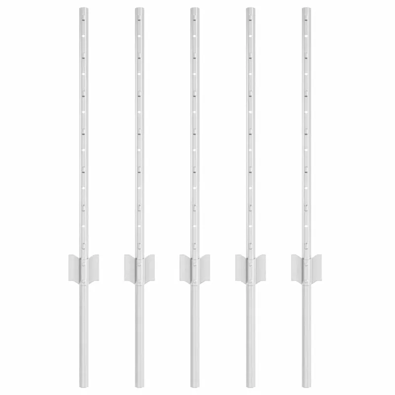 Įmontuotas tvoros stulpas 5 pcs Sidabrinė 100 cm