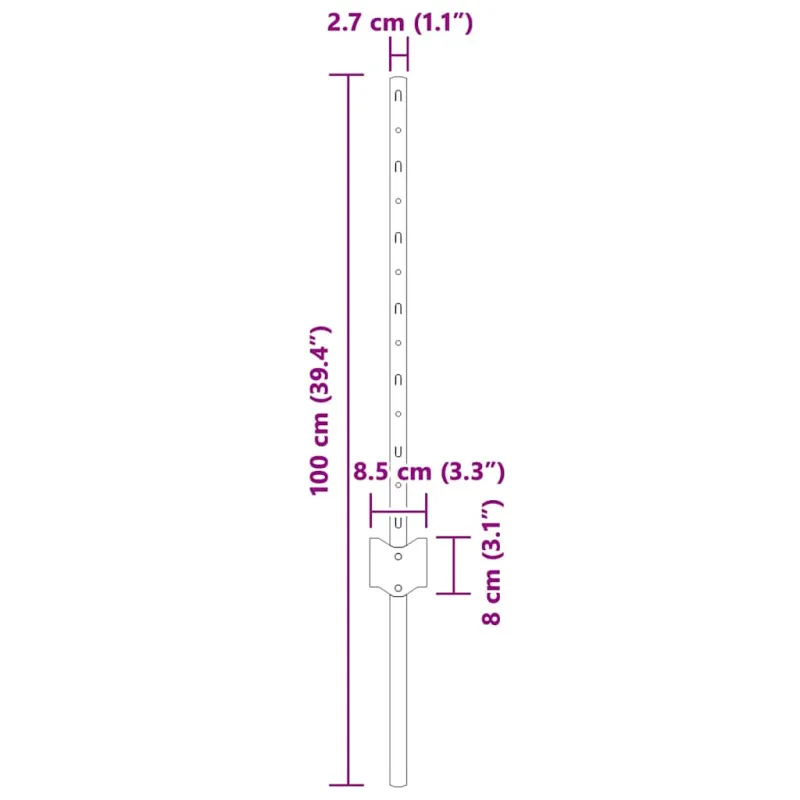 Įmontuotas tvoros stulpas 5 pcs Sidabrinė 100 cm