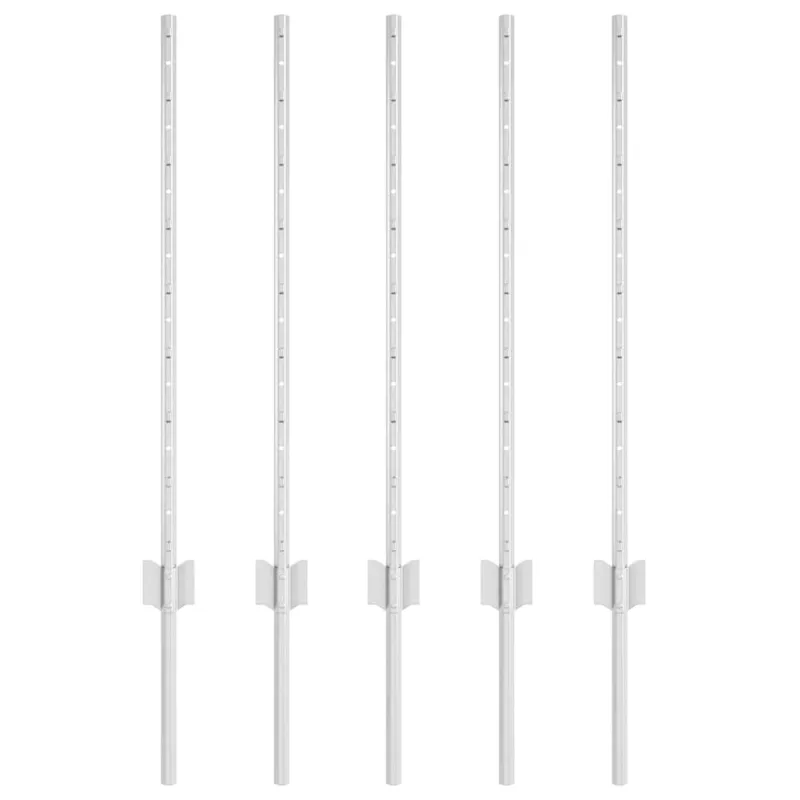 Įmontuotas tvoros stulpas 5 pcs Sidabrinė 120 cm