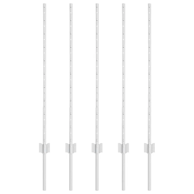 Įmontuotas tvoros stulpas 5 pcs Sidabrinė 140 cm