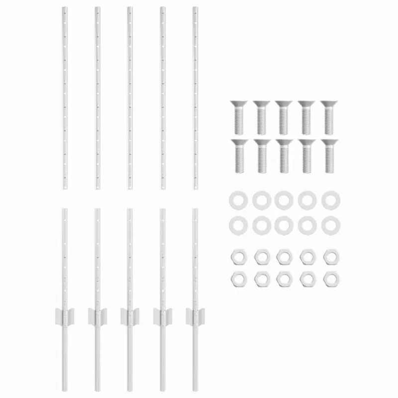 Įmontuotas tvoros stulpas 5 pcs Sidabrinė 140 cm