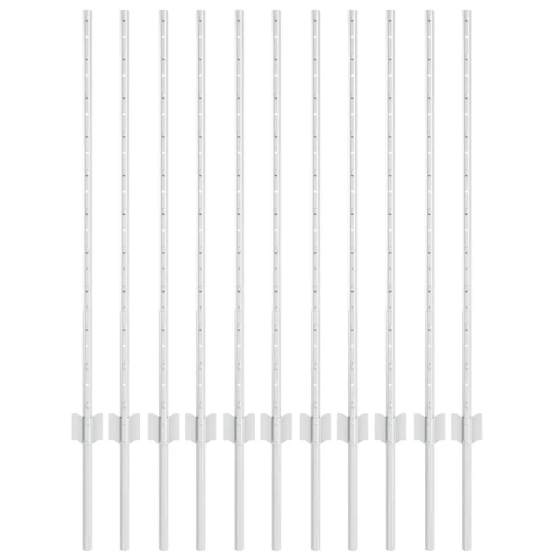 Įmontuotas tvoros stulpas 11 pcs Sidabrinė 140 cm