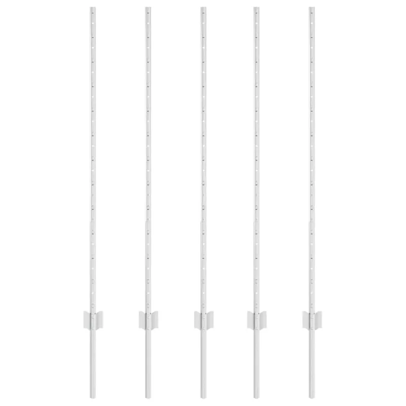Įmontuotas tvoros stulpas 5 pcs Sidabrinė 160 cm
