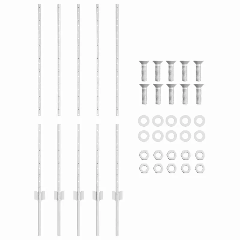 Įmontuotas tvoros stulpas 5 pcs Sidabrinė 160 cm