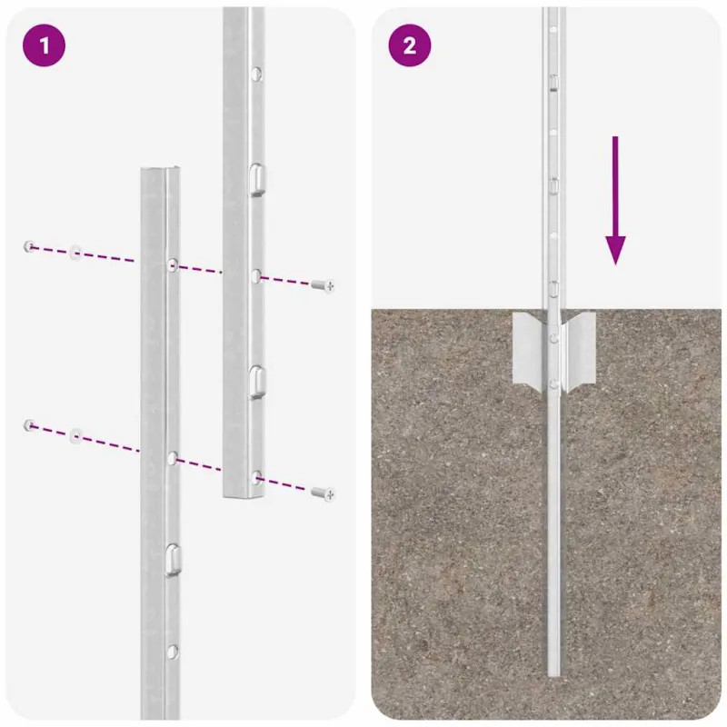 Įmontuotas tvoros stulpas 5 pcs Sidabrinė 160 cm