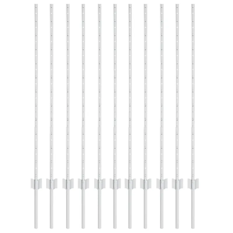 Įmontuotas tvoros stulpas 11 pcs Sidabrinė 160 cm