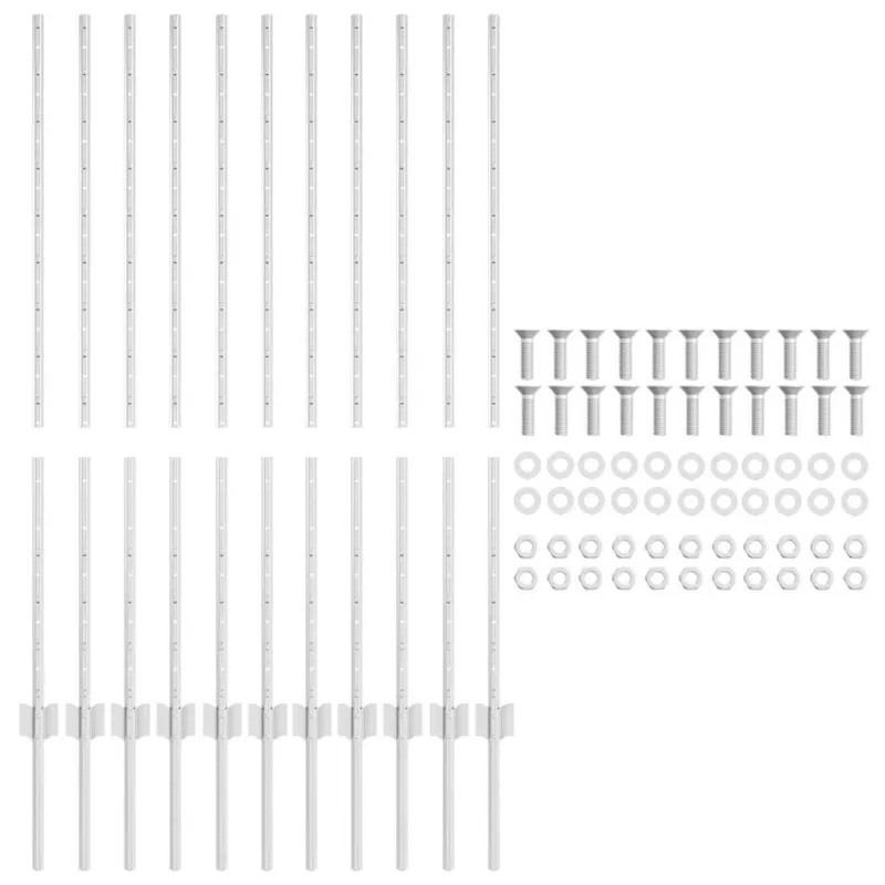 Įmontuotas tvoros stulpas 11 pcs Sidabrinė 160 cm