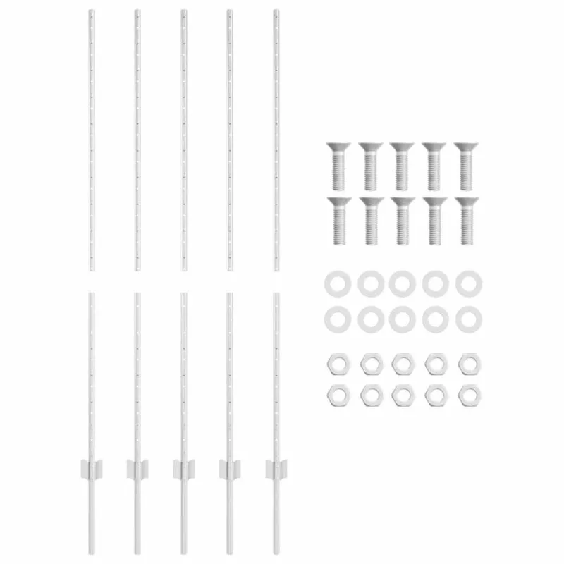 Įmontuotas tvoros stulpas 5 pcs Sidabrinė 180 cm