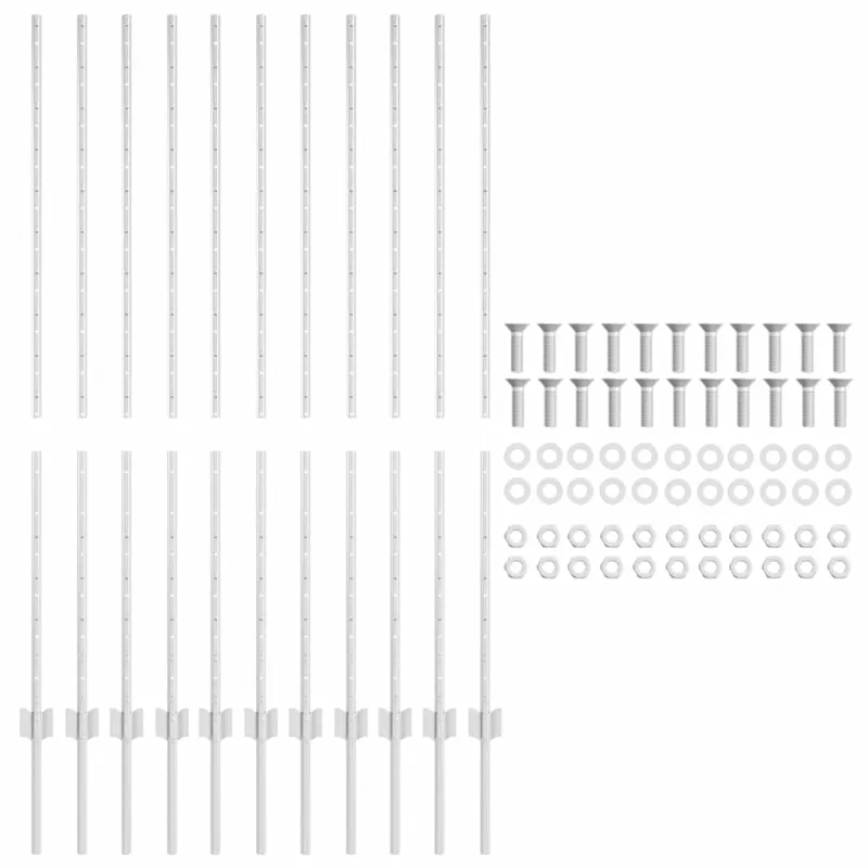 Įmontuotas tvoros stulpas 11 pcs Sidabrinė 180 cm