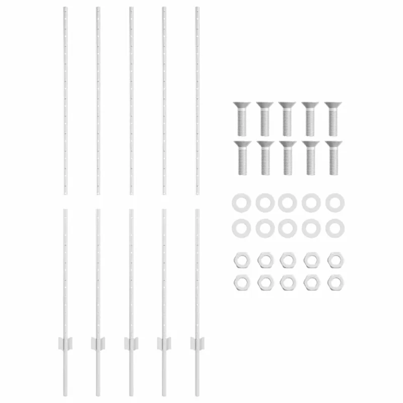 Įmontuotas tvoros stulpas 5 pcs Sidabrinė 200 cm