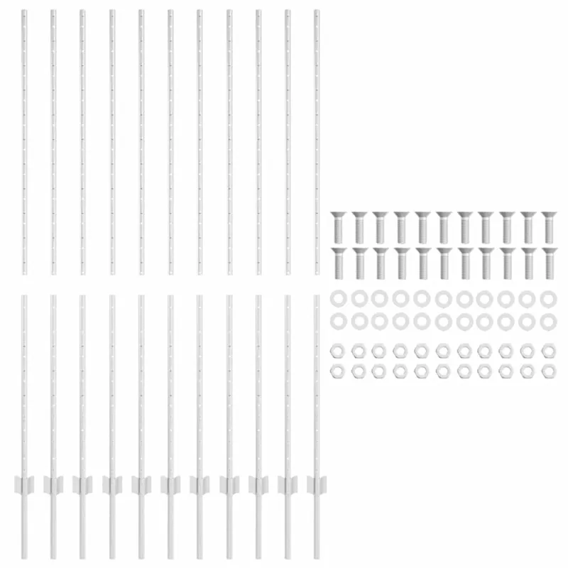 Įmontuotas tvoros stulpas 11 pcs Sidabrinė 200 cm