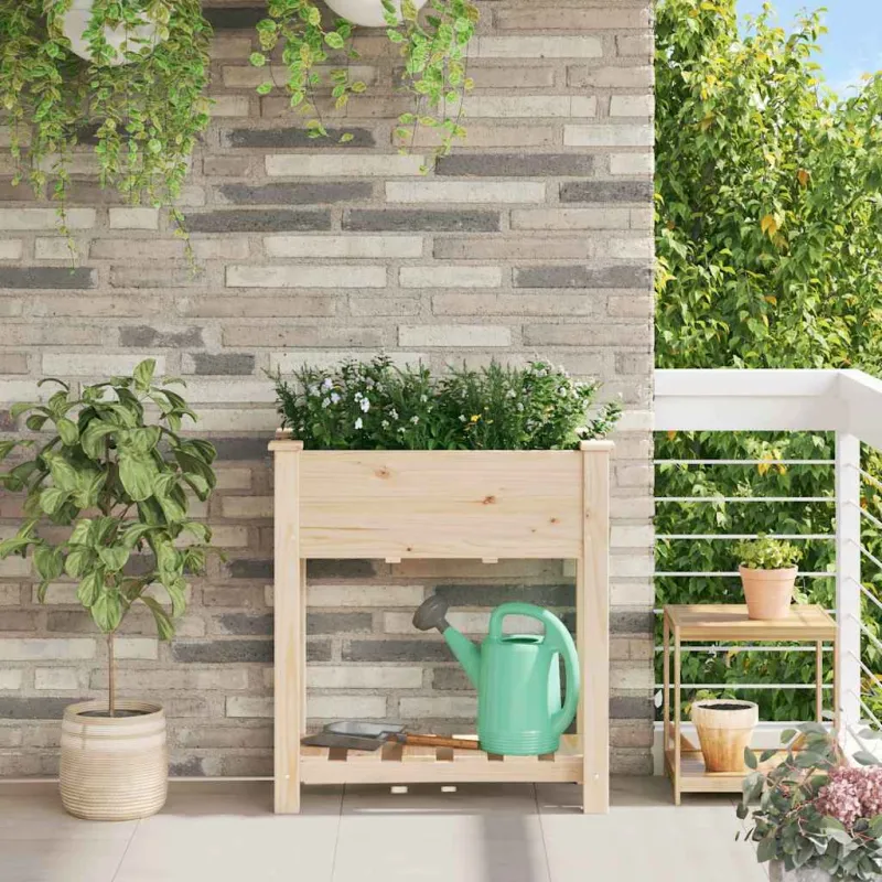 Sodo vazonas Smėlio 71 x 37 x 76,5 cm Kietasis pušinis medis