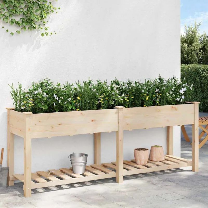 Sodo vazonas Smėlio 203 x 53 x 76,5 cm Kietasis pušinis medis