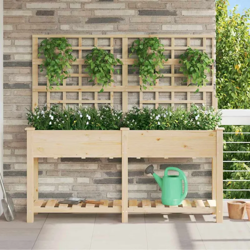 Sodo vazonas Smėlio 161 x 46 x 152,5 cm Kietasis pušinis medis