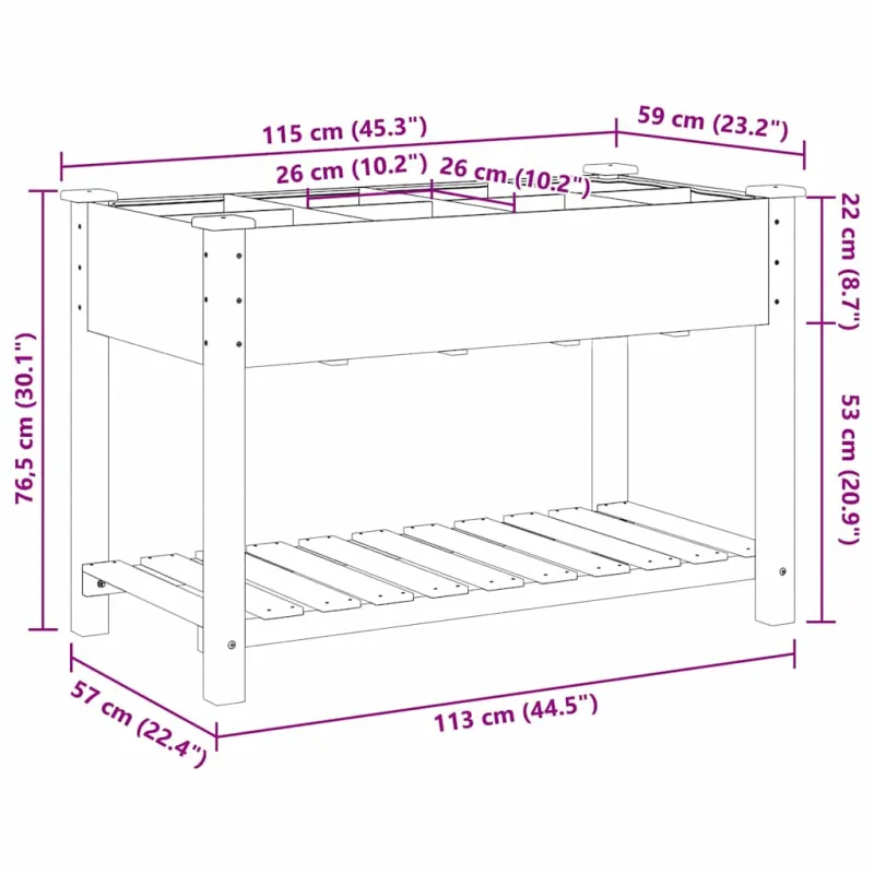 Sodo vazonas Smėlio 115 x 59 x 76,5 cm Kietasis pušinis medis