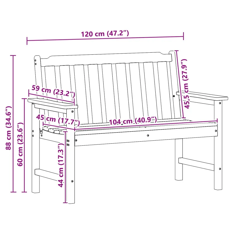 Sodo suolas Juoda 120 x 59 x 88 cm HDPE